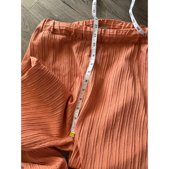 Khaadi Crinkle Textured Pant Set Balloon Sleeve Top Women’s Small Orange - Picture 11 of 13